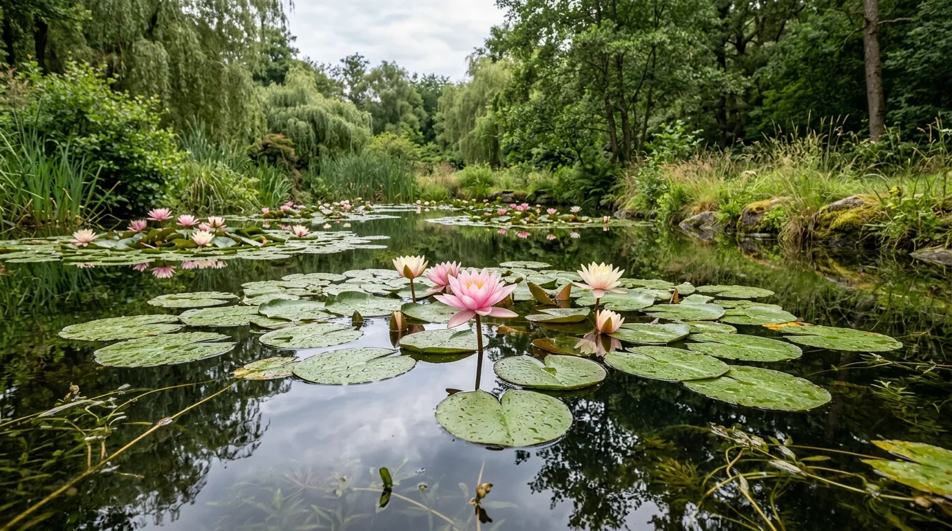 Pond With Mixed Heights Around It